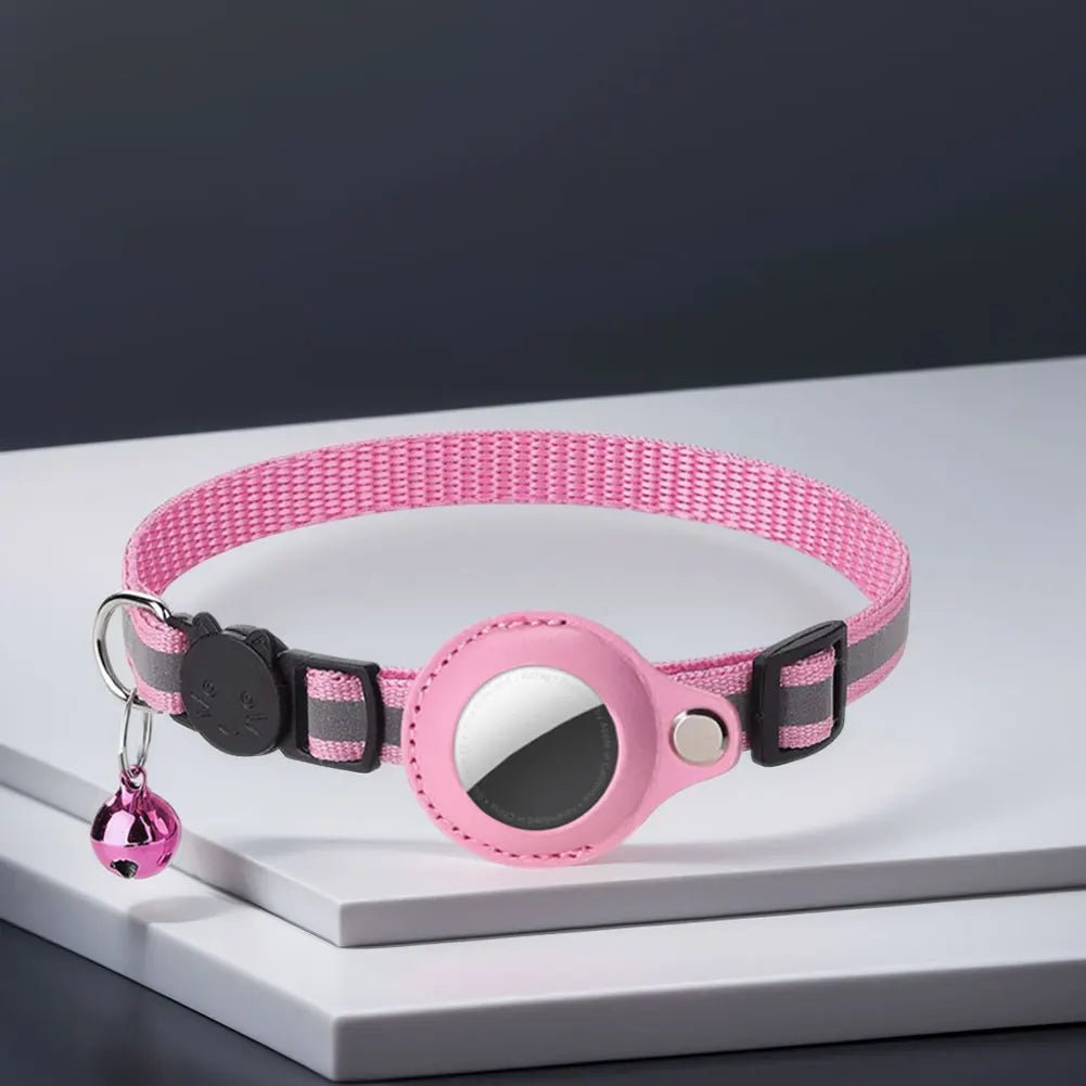 Reflective Cat Collar with Apple AirTag Holder Adjustable and Stylish Design for Kitten Safety - silverfoxgoods